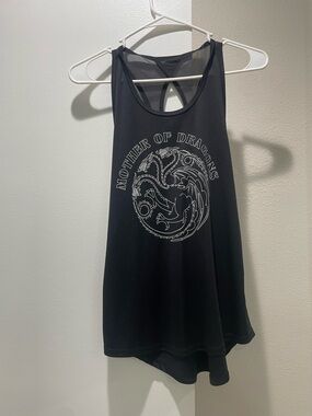Black Graphic Racerback Tank Top - 'Mother of Dragons'